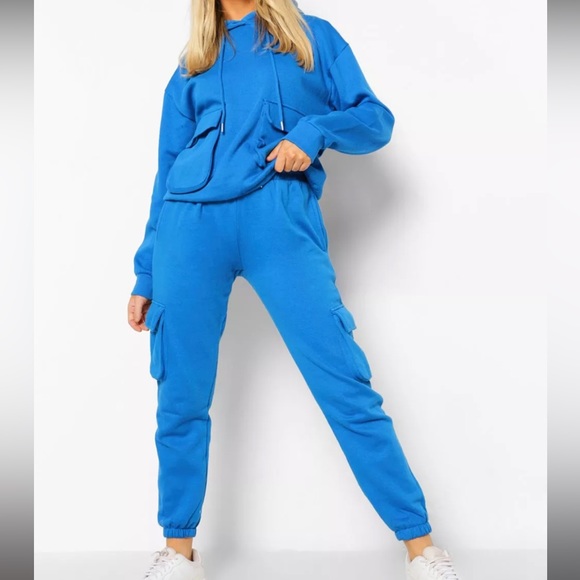 Cobalt blue CARGO HOODED TRACKSUIT - Picture 1 of 3